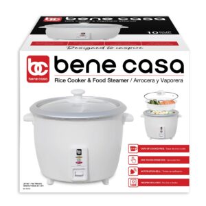 Bene Casa Rice Cooker with glass lid,10-Cup Dishwasher safe rice cooker with auto cut off, steamer rice maker with keep warm facility.