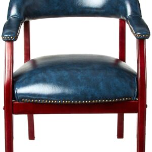 Boss Office Products Ivy Leauge Vinyl Executive Catain's Chair in Blue