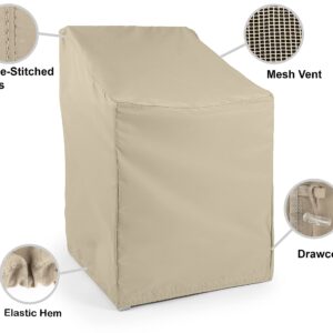 Covermates Outdoor Chair Cover - Water Resistant Polyester, Drawcord Hem, Mesh Vents, Seating and Chair Covers, 32W x 32D x 35H, Khaki