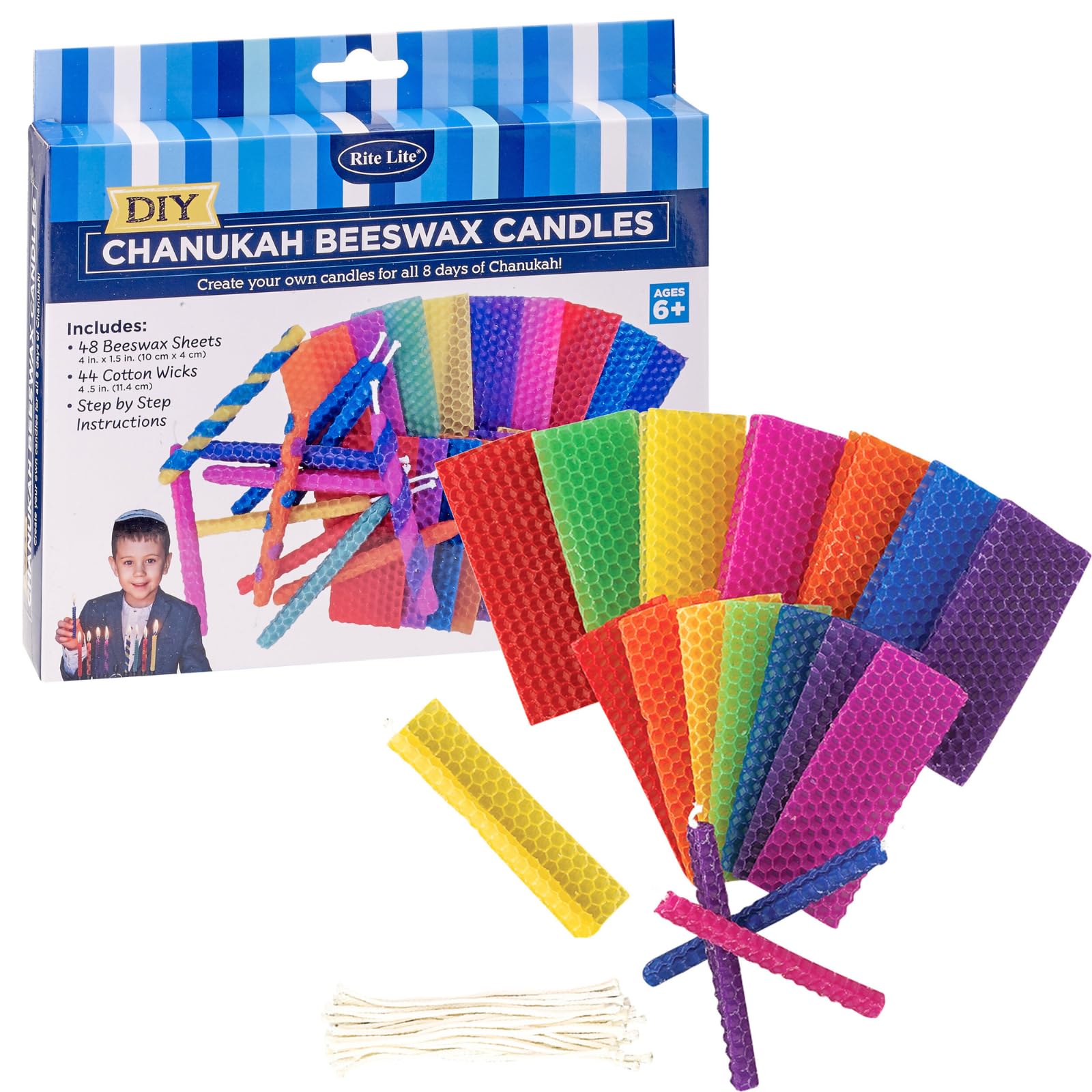 Rite Lite Design Your Own Candles Kit - Beeswax Hanukkah D-I-Y Candles Kit, Create Your Hanukkah Menorah Candles