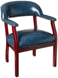 boss office products ivy leauge vinyl executive catain's chair in blue