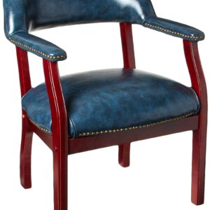 Boss Office Products Ivy Leauge Vinyl Executive Catain's Chair in Blue