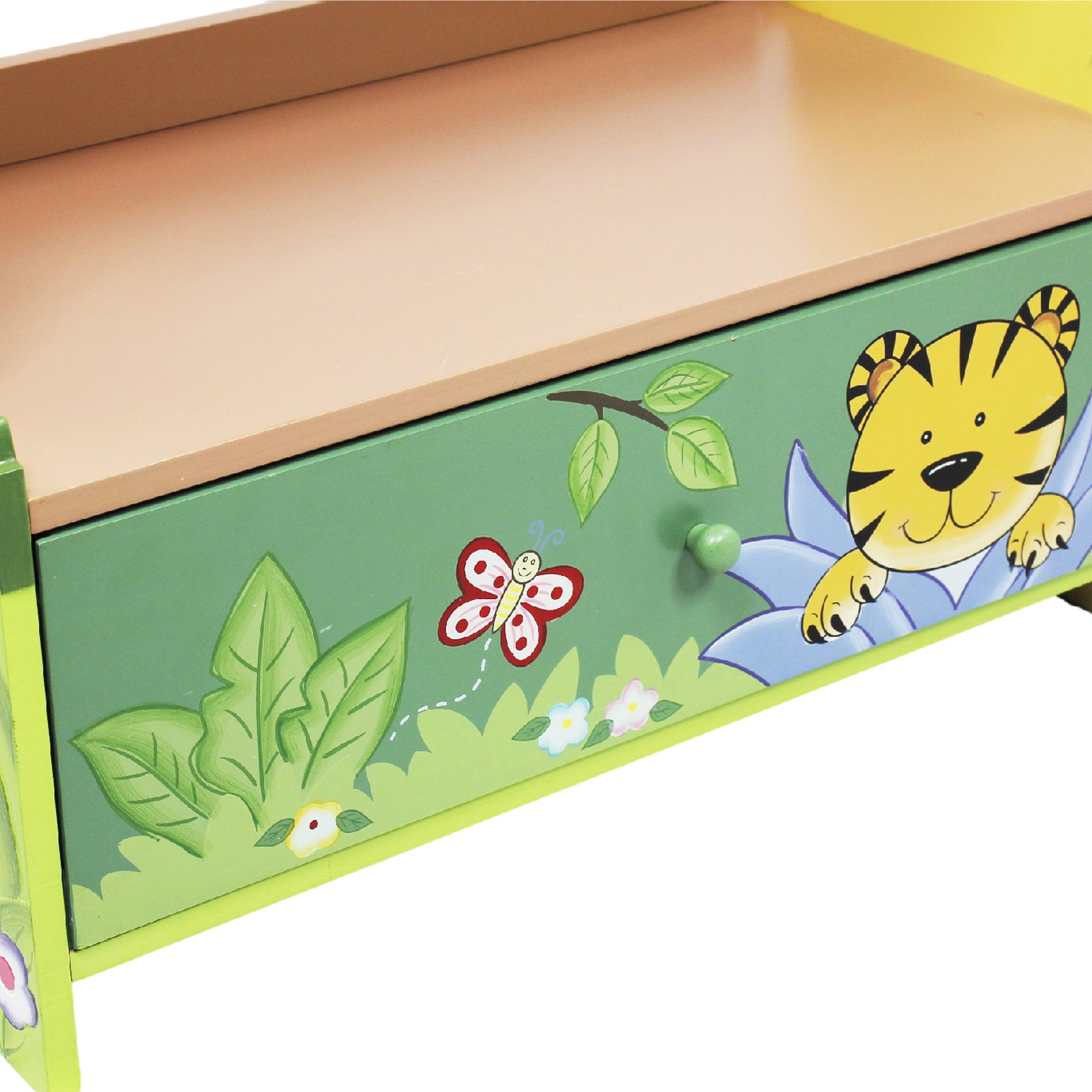 Fantasy Fields Sunny Safari Animal Wooden 3 Shelves Kids Bookshelf with 1 Drawer Storage Imagination Inspiring Hand Crafted & Hand Painted Details