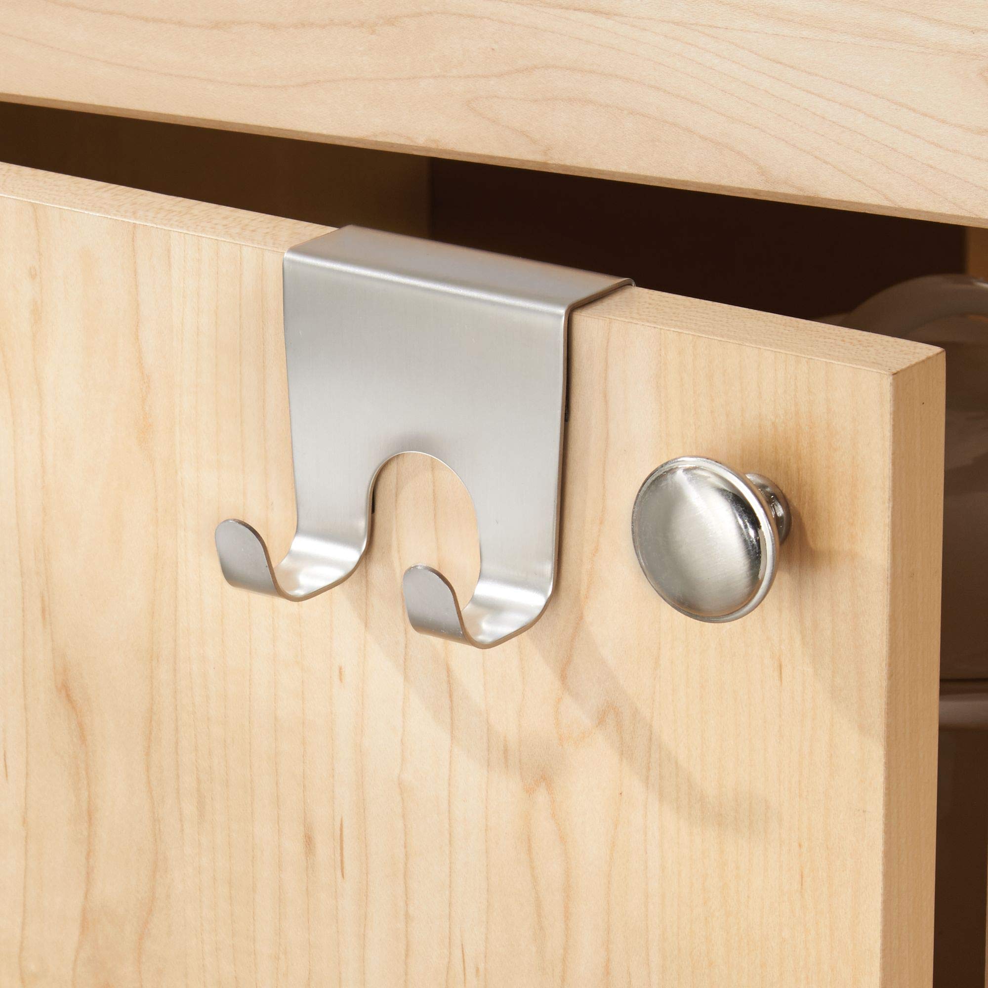 InterDesign Forma Over the Cabinet Hooks, brushed stainless Steel