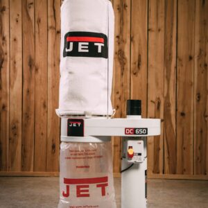 JET Dust Collector, 650 Series, 30-Micron Bag Filter, 1 HP, 115/230V 1Ph (Model DC-650BK)