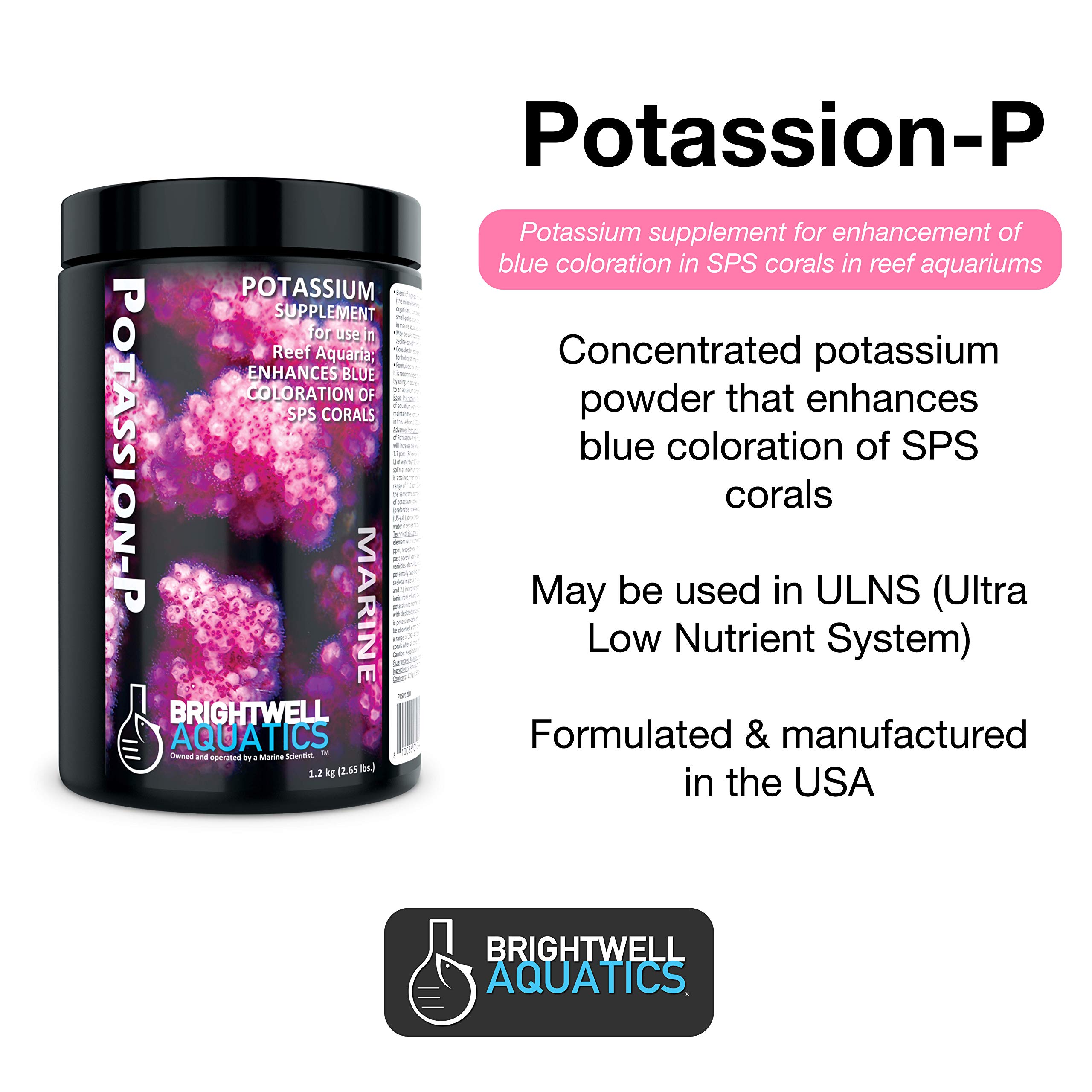 Brightwell Aquatics Potassion-P, potassium supplement primarily for reef aquaria housing SPS corals, 10.6oz (300g)