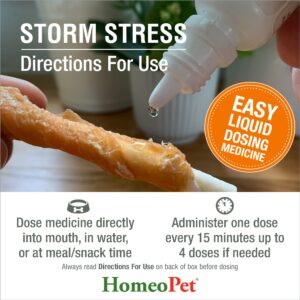 HomeoPet Storm Stress, Storm Anxiety Relief for Dogs, Cats, and Other Small Animals, 15 Milliliters