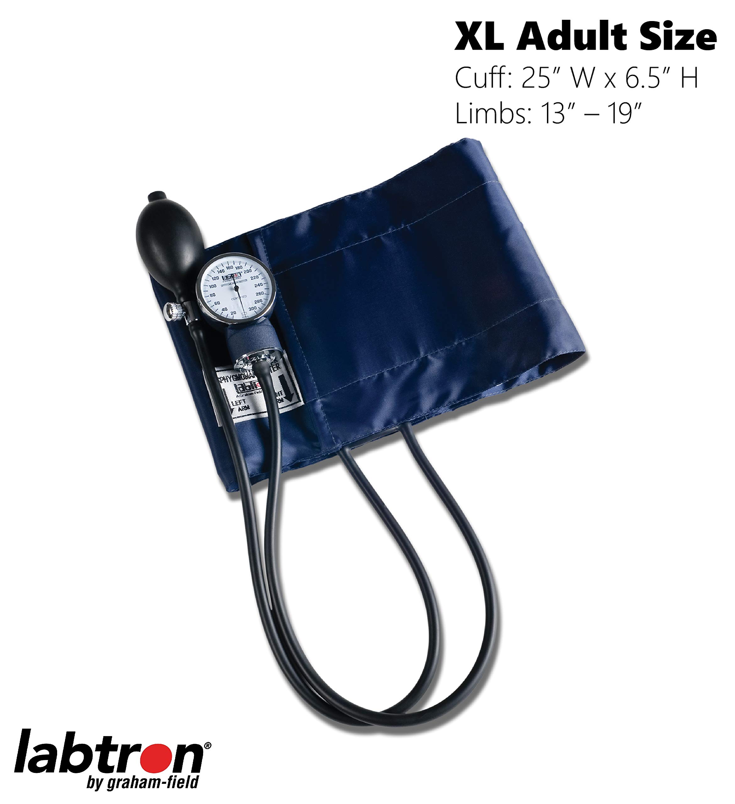 Labtron Manual Blood Pressure Monitor, Adult XL Cuff, Labstar Deluxe Aneroid Sphygmomanometer