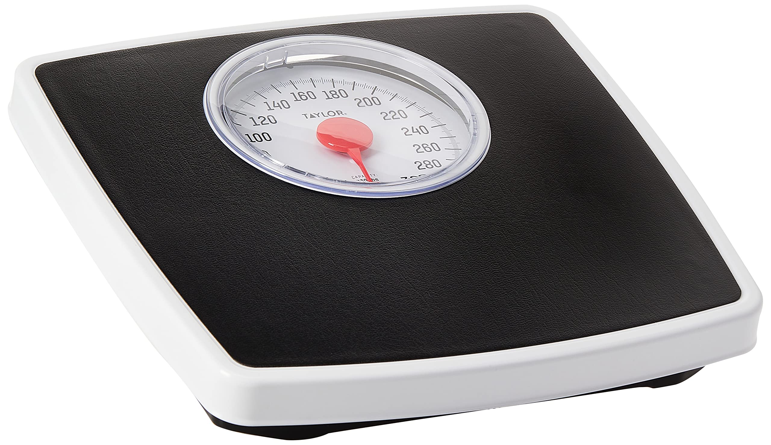 Taylor Battery Free Analog Scales for Body Weight, 330LB Capacity, Easy to Read Large 4.25-inch Dial, 10.3 x 10.6-inch Vinyl Mat Platform, Black