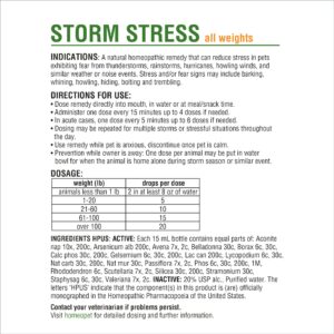 HomeoPet Storm Stress, Storm Anxiety Relief for Dogs, Cats, and Other Small Animals, 15 Milliliters