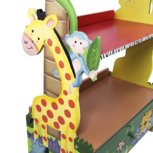 Fantasy Fields Sunny Safari Animal Wooden 3 Shelves Kids Bookshelf with 1 Drawer Storage Imagination Inspiring Hand Crafted & Hand Painted Details