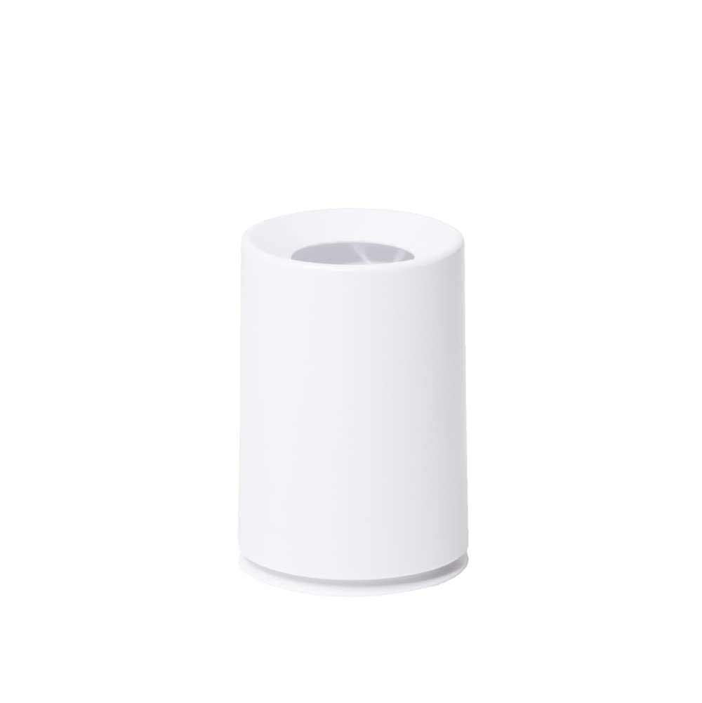 Ideaco TUBELOR Mini Designer Round Countertop Trash Can, Conceals Any Plastic Bag 0.3 Gal, Gloss White