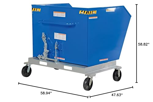 Vestil P-HOP-1.5 Portable Tilt Refuse Hopper, Steel, 2000 lb. Capacity, 49-3/8 x 53-3/8 x 52-7/8 inches (H x W x D)