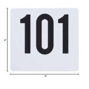 ROY TN 101 150 -Royal Industries Number 101-150 Plastic Number Card Set, Plastic, 4'' by 4'', White Base with Black Numbers