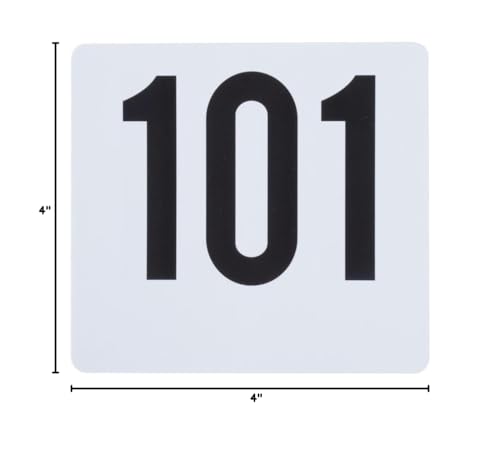 ROY TN 101 150 -Royal Industries Number 101-150 Plastic Number Card Set, Plastic, 4'' by 4'', White Base with Black Numbers