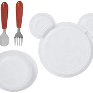 The First Years Disney Mickey Mouse Dinnerware Set - Toddler Plates and Toddler Utensils- 4 Count