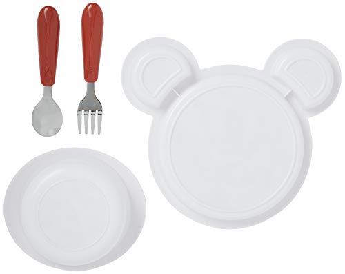 The First Years Disney Mickey Mouse Dinnerware Set - Toddler Plates and Toddler Utensils- 4 Count