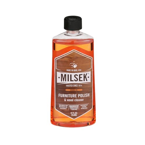 Milsek Furniture Polish and Wood Cleaner with Orange Oil - Multipurpose Cleaning Supplies for Home and Household from Hardwood Floors to Kitchen Cabinets- 12 Fl Oz (Pack of 1)