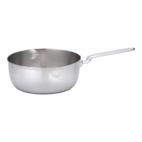 Endoshoji TKG AYK52024 Single-Handled Pot, Snow Flat Pot, 9.4 inches (24 cm), Stainless Steel, Rust Resistant, Durable, Hygienic, Induction Compatible, Inner Diameter x Depth 9.2 inches (234 mm) x