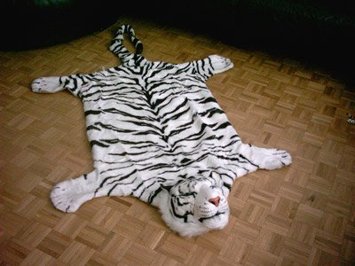 BRUBAKER Huge White Tiger Rug 78x47 Inch