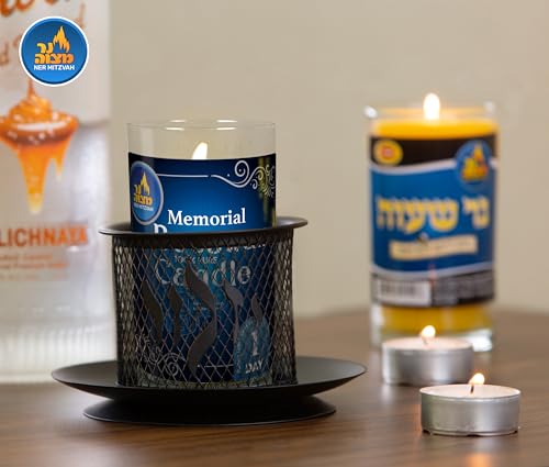 Ner Mitzvah 24 Hour Beeswax Yartzeit Candle - 1 Day Kosher Yahrtzeit Memorial and Yom Kippur Candle in Glass Jar