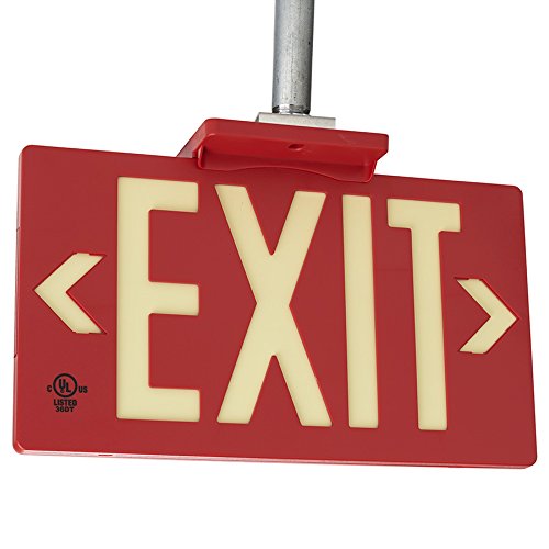 UL Listed 50 foot Jessup Glo Brite 7050-B 8.75-x-15.5-Inch Single Sided Exit Sign with Frame, Red (Mounts 4 ways, includes bracket and arrows)