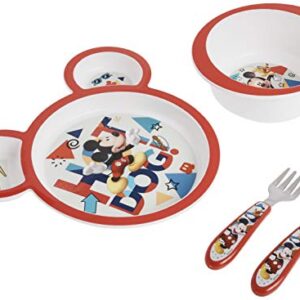 The First Years Disney Mickey Mouse Dinnerware Set - Toddler Plates and Toddler Utensils- 4 Count