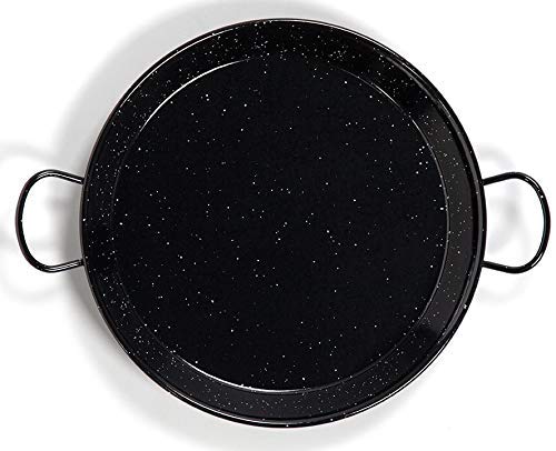 Vaello Campos Enamelled Steel Paella Pan, 38 cm, 38cm, Black