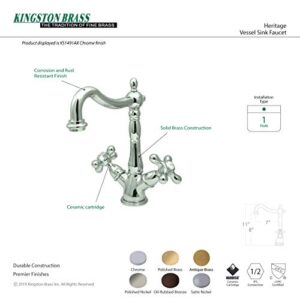 Kingston Brass KS1498AX Heritage 4" Plate Vessel Sink Faucet without Pop-Up Rod, 6-1/2", Brushed Nickel