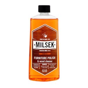 milsek furniture polish and wood cleaner with orange oil - multipurpose cleaning supplies for home and household from hardwood floors to kitchen cabinets- 12 fl oz (pack of 1)