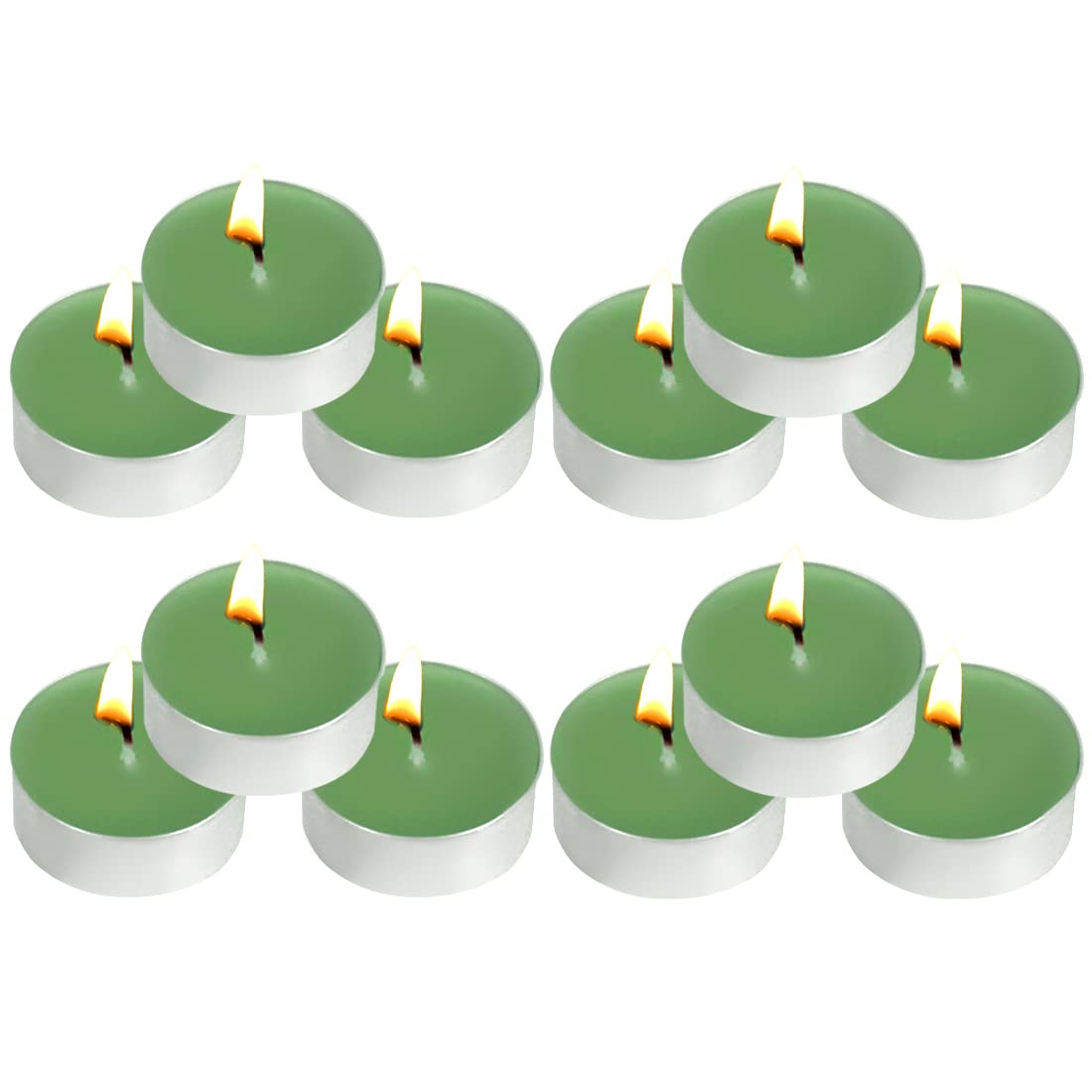 Tea Lights Candles - 12 Pack Green Tealights Candle Scented Small Candle for Home, Holiday, Wedding & Party,Dinner Table, Halloween Christmas and Holiday