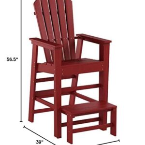 POLYWOOD SBL30SR South Beach Lifeguard Chair, Sunset Red