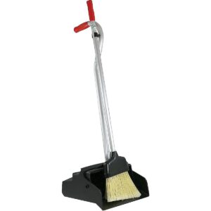 Unger EDPBR Ergo Dustpan With Broom, 12 Wide, Metal w/Vinyl Coated Handle, Red/Silver