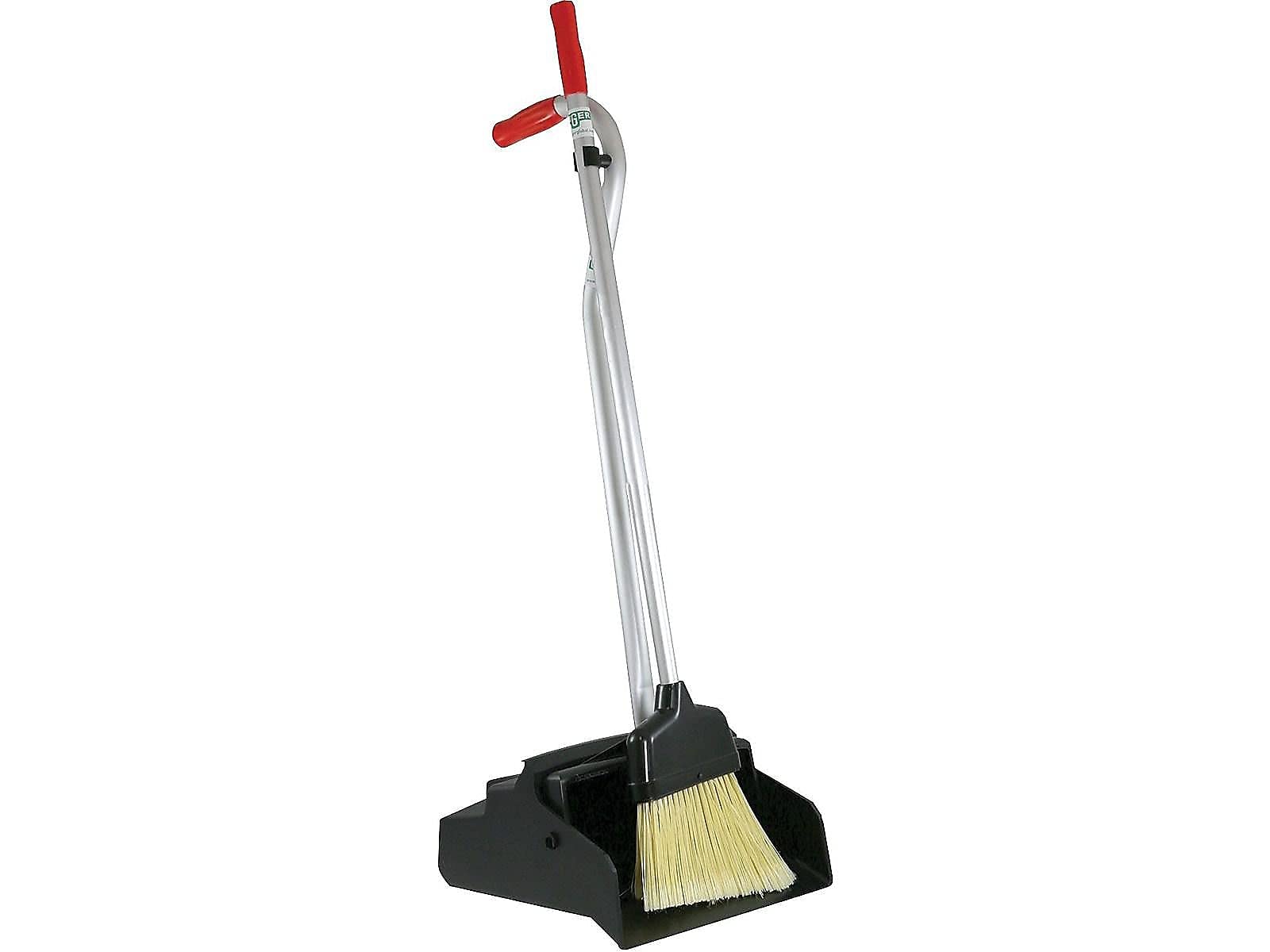 Unger EDPBR Ergo Dustpan With Broom, 12 Wide, Metal w/Vinyl Coated Handle, Red/Silver