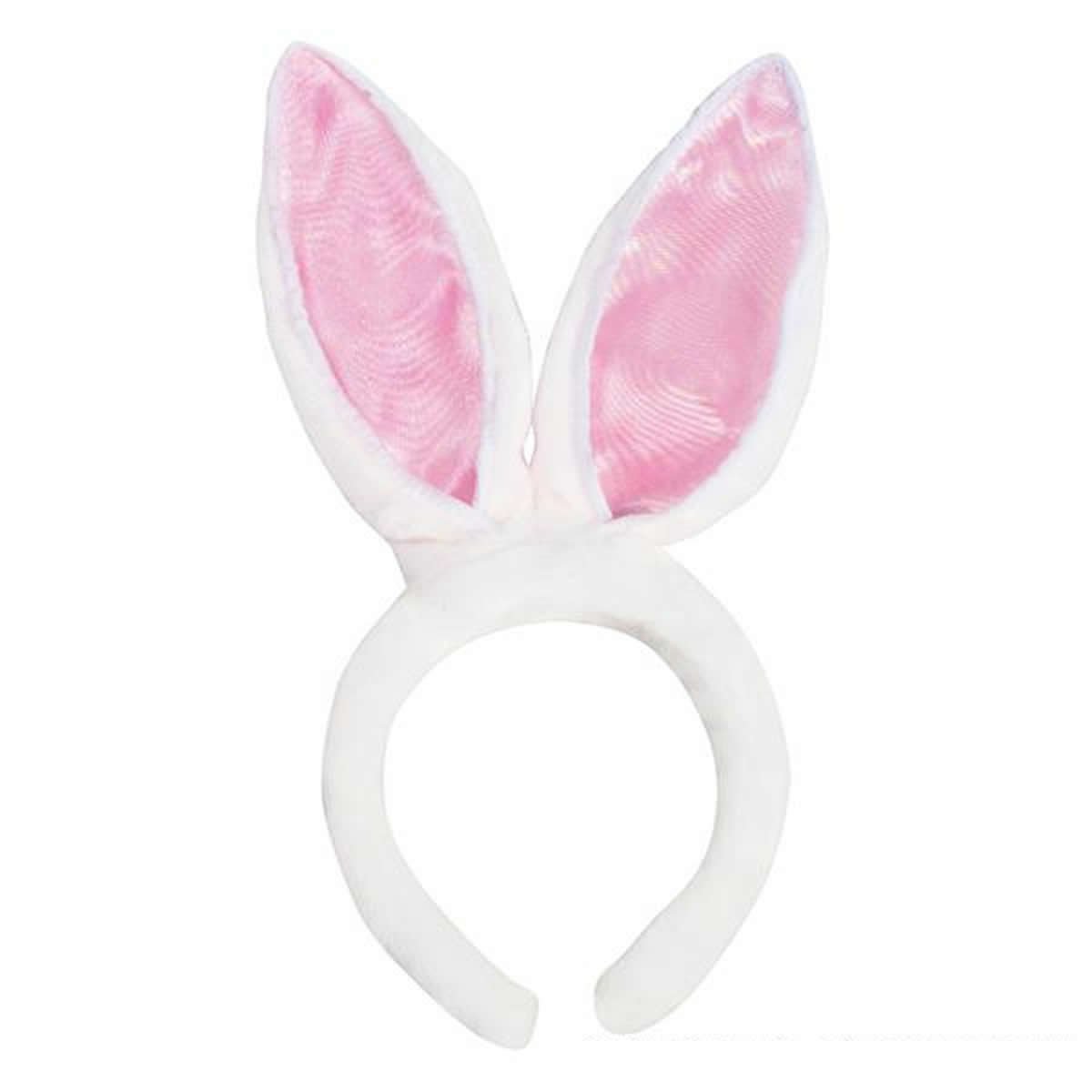 Plush Satin Bunny Ears (white & pink) Party Accessory (1 count) (1/Pkg)