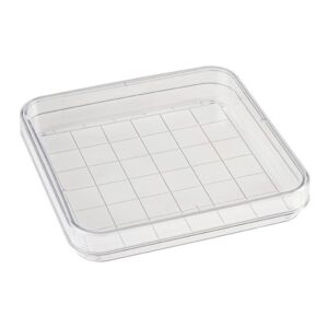 simport d210-16 polystyrene square petri dish with grid, sterile, 110ml volume, 90mm diameter x 15mm height (case of 500)