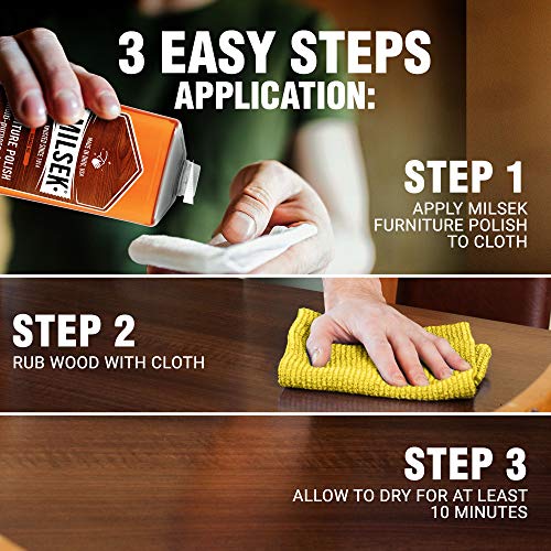 Milsek Furniture Polish and Wood Cleaner with Orange Oil - Multipurpose Cleaning Supplies for Home and Household from Hardwood Floors to Kitchen Cabinets- 12 Fl Oz (Pack of 1)