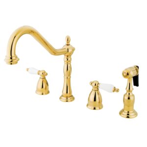 kingston brass kb1792plbs heritage 8-inch centerset kitchen faucet, polished brass