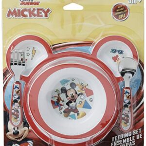 The First Years Disney Mickey Mouse Dinnerware Set - Toddler Plates and Toddler Utensils- 4 Count