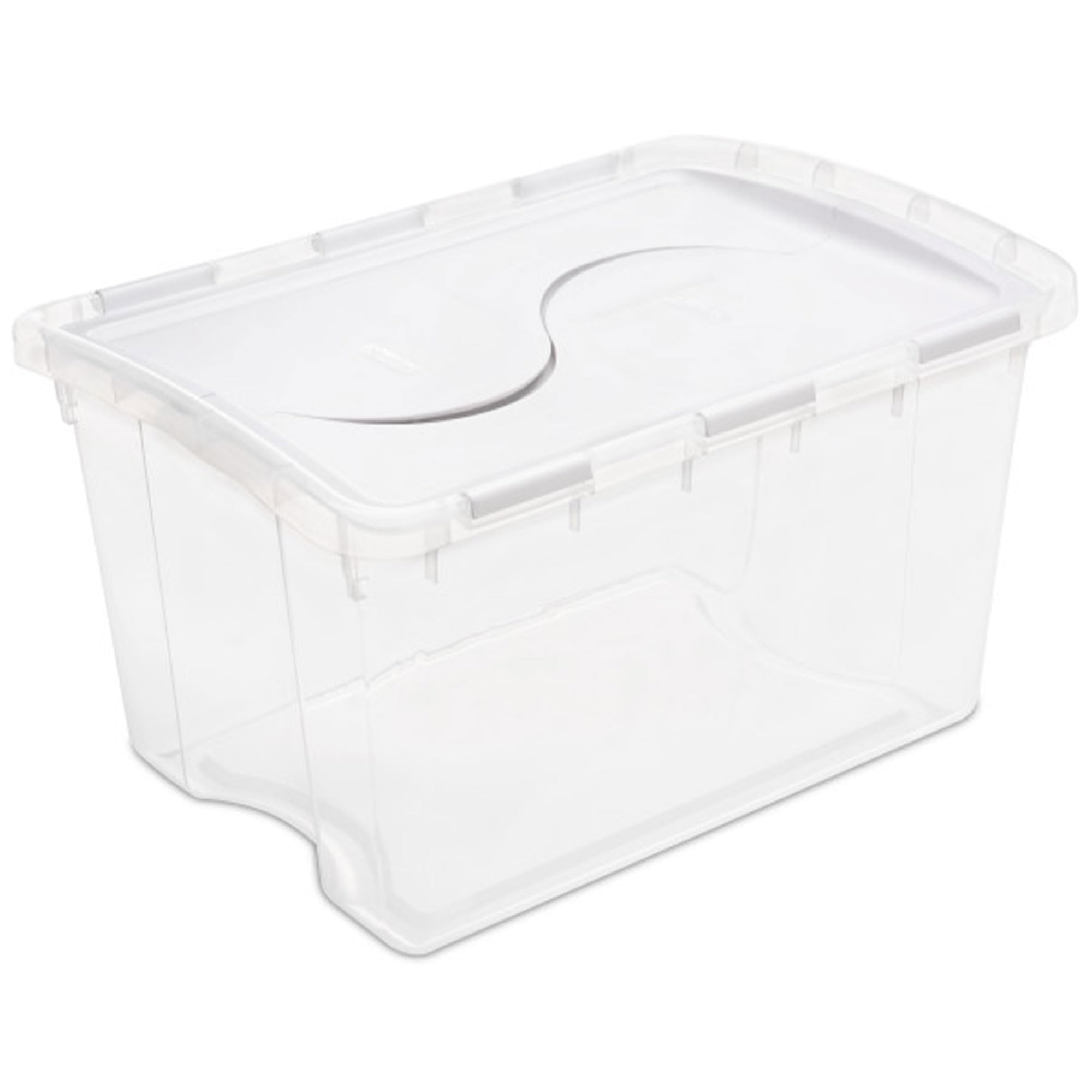 Sterilite 6-Pack Stackable Storage Bin with Lid, Clear Plastic Design, 48 Quart