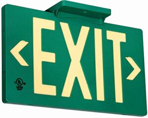 ul listed 50 foot jessup glo brite 7040-b 8.75 x-15.5-inch single sided exit sign with frame, green(mounts 4 ways, includes bracket and arrows)