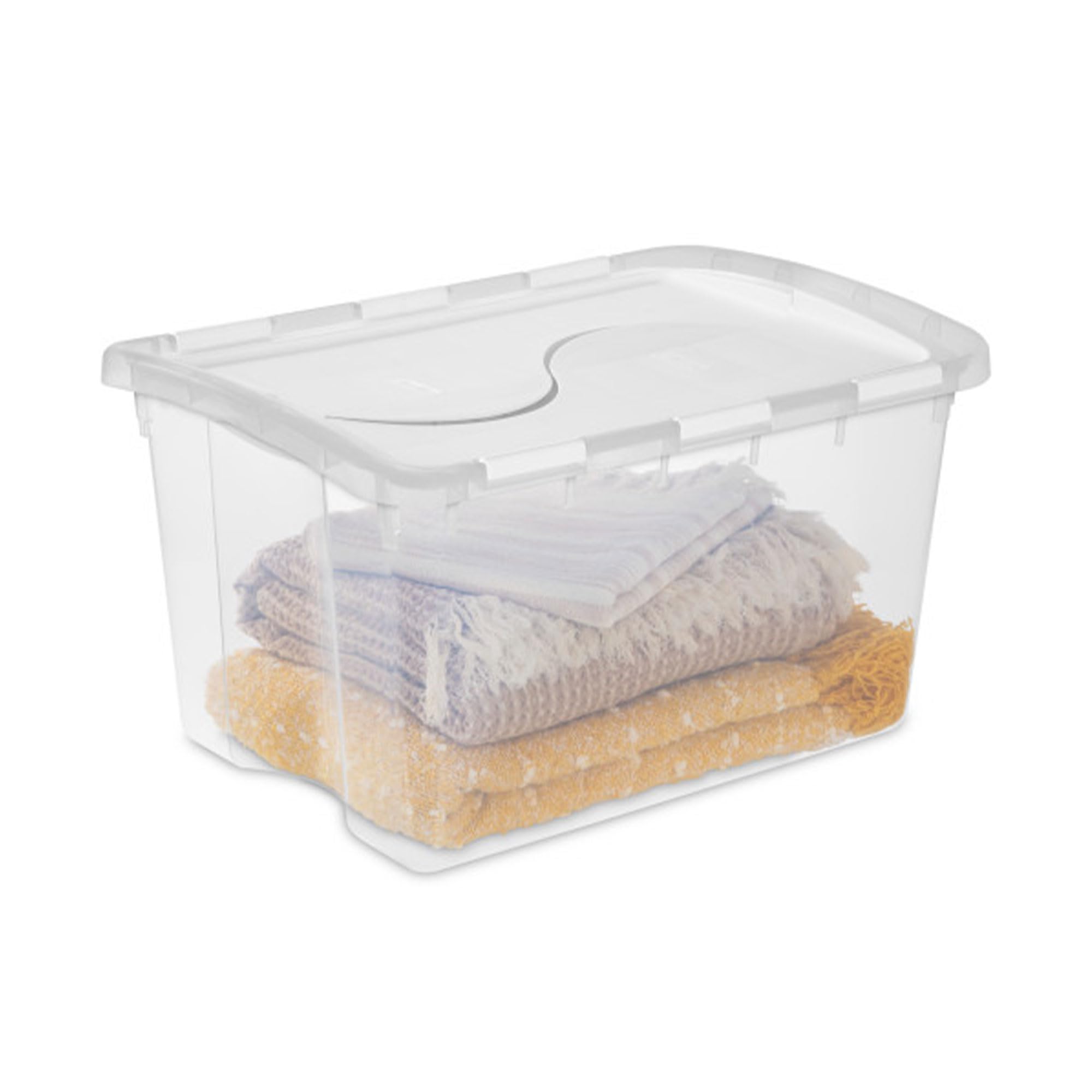 Sterilite 6-Pack Stackable Storage Bin with Lid, Clear Plastic Design, 48 Quart