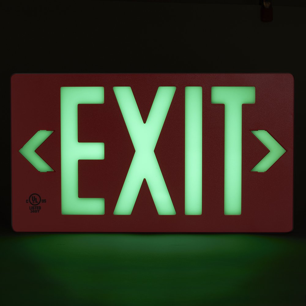 UL Listed 50 foot Jessup Glo Brite 7050-B 8.75-x-15.5-Inch Single Sided Exit Sign with Frame, Red (Mounts 4 ways, includes bracket and arrows)