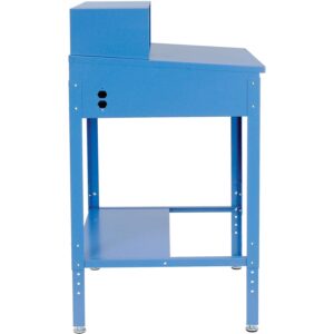 Global Industrial Shop Desk 34-1/2"W x 30"D x 38 to 42-1/2"H with Pigeonhole Compartments, Blue