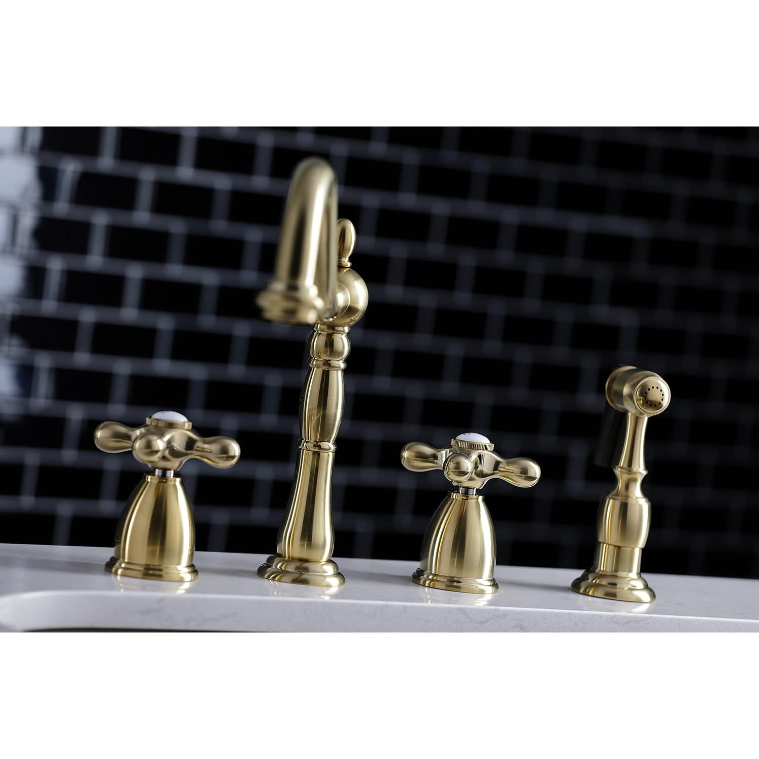 Kingston Brass KB1798AXBS Heritage 8-Inch Centerset Kitchen Faucet, Brushed Nickel