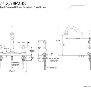 Kingston Brass KB1752PXBS Heritage 8-Inch Centerset Kitchen Faucet, Polished Brass