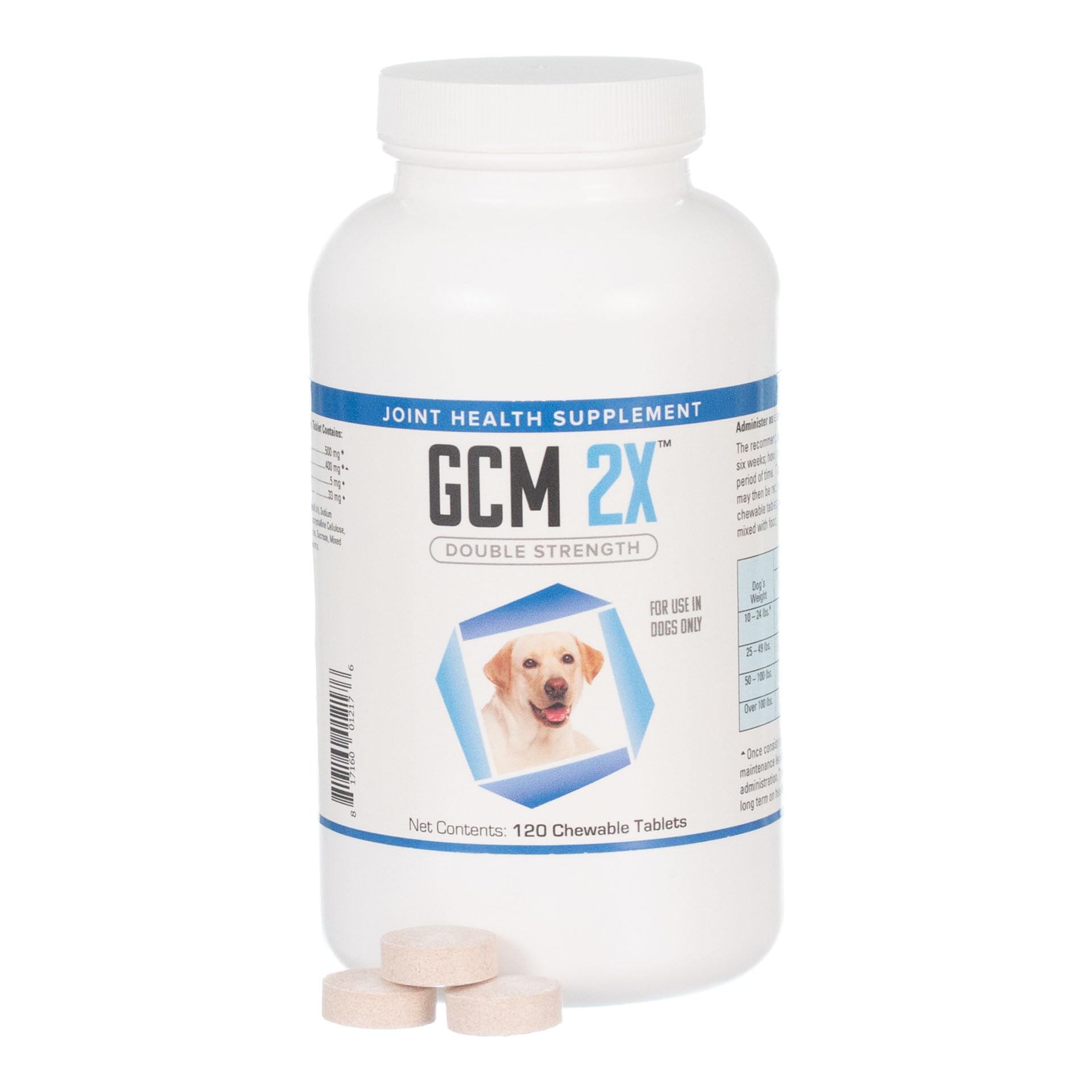 Revival Animal Health GCM 2X Chewable Glucosamine Joint Support Tablets - Premium Supplement for Dogs - 120ct