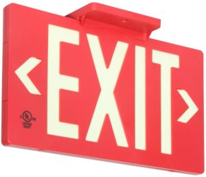 ul listed 50 foot jessup glo brite 7050-b 8.75-x-15.5-inch single sided exit sign with frame, red (mounts 4 ways, includes bracket and arrows)