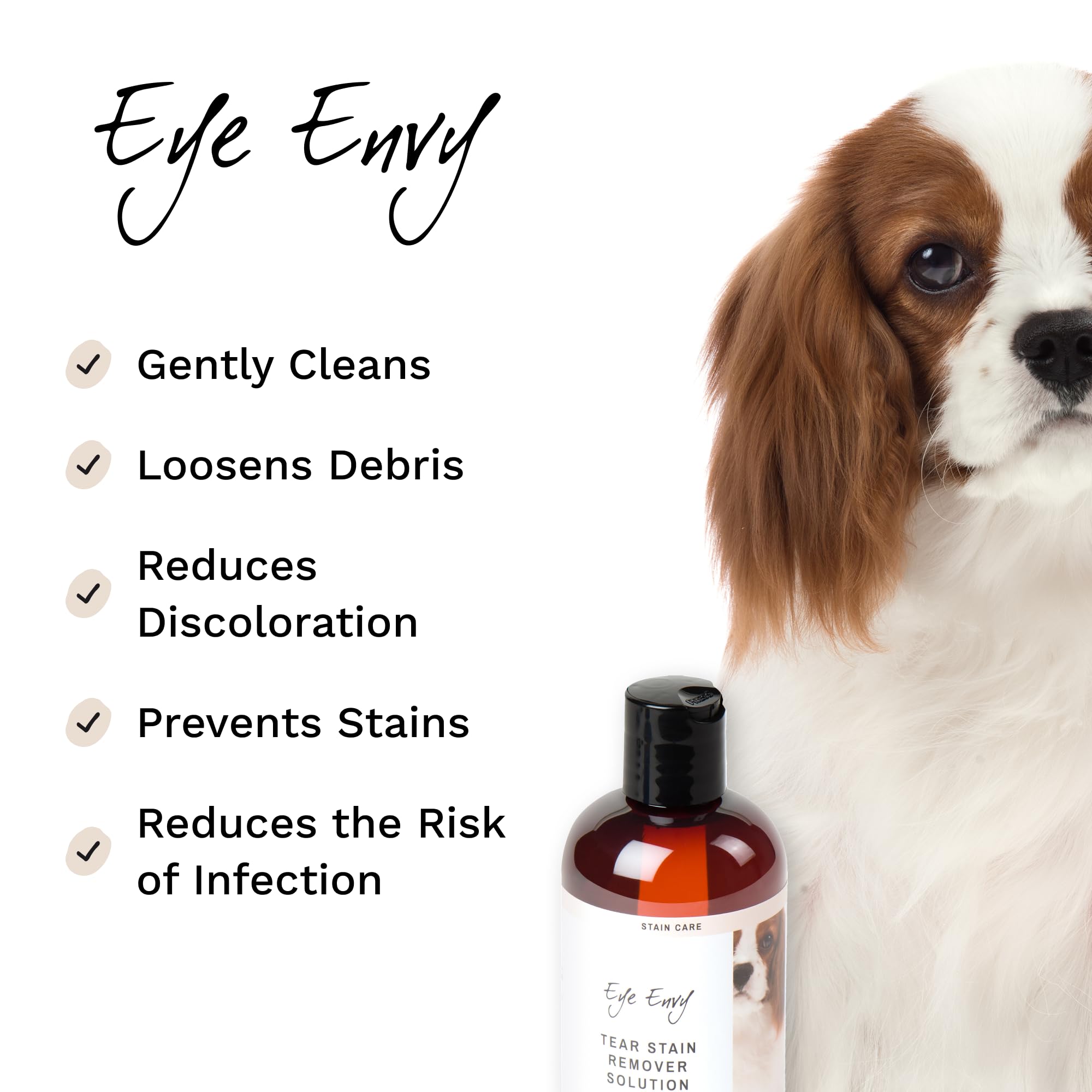 Eye Envy Tear Stain Remover Solution for Dogs|100% Natural,Safe|Recommended by Breeders/Vet/Professional Handlers/Groomers|Contains colloidal Silver|Remove Stains from White/Light Fur,Skin Folds (8oz)