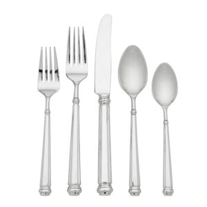 kate spade new york abington square 5-piece flatware set, 0.85 lb, metallic